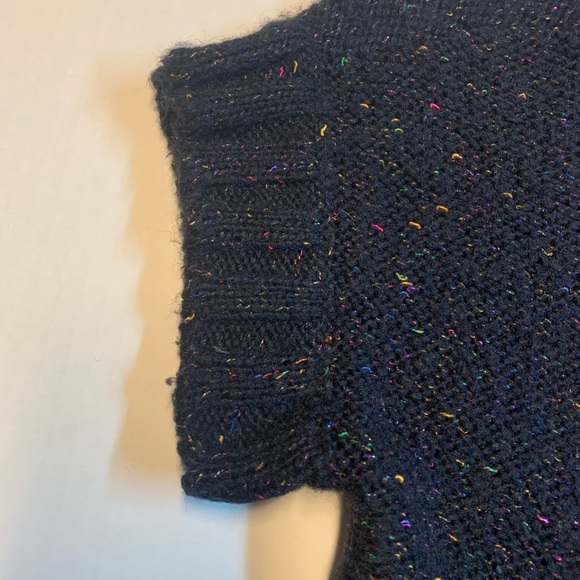 Decree short sleeve cardigan navy blue with rainbow threads womens size medium - Picture 3 of 9